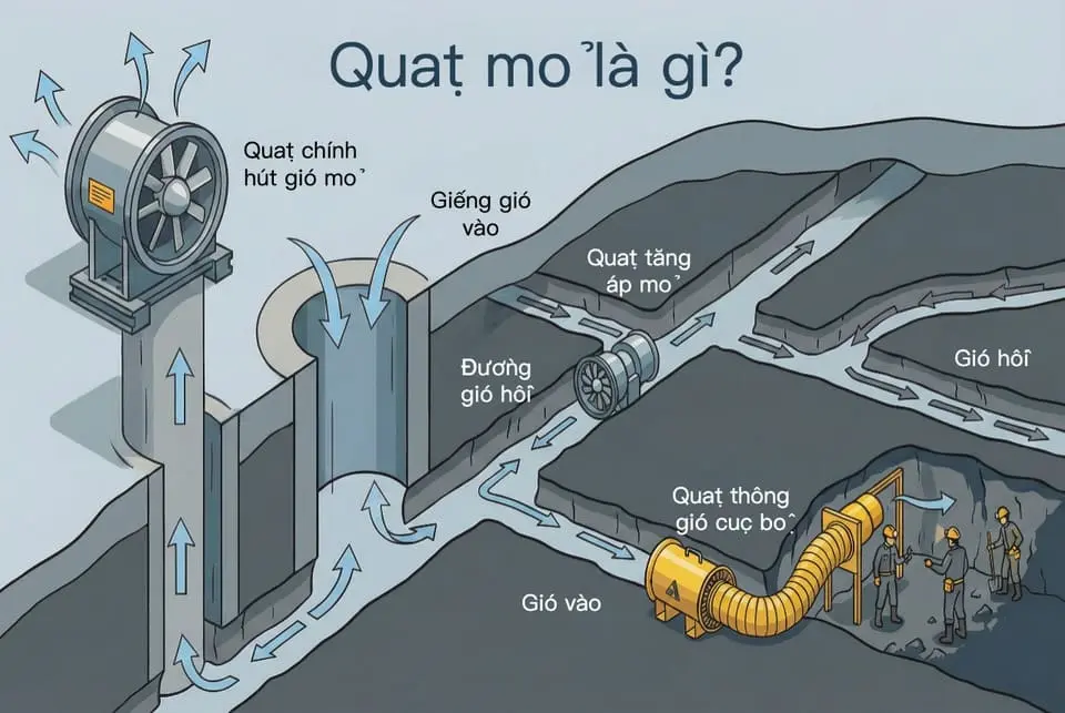 Quạt thông gió mỏ là gì? Hướng dẫn chọn quạt cho mỏ hầm lò
