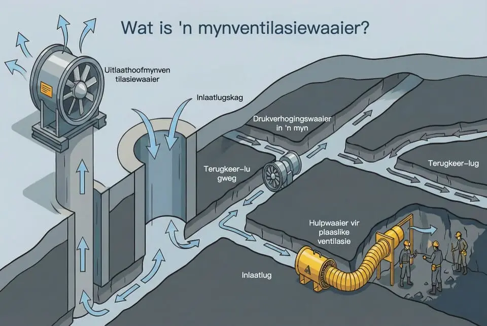 Wat is ’n mynventilasiewaaier? Tipes, parameters en veiligheid in mynventilasie